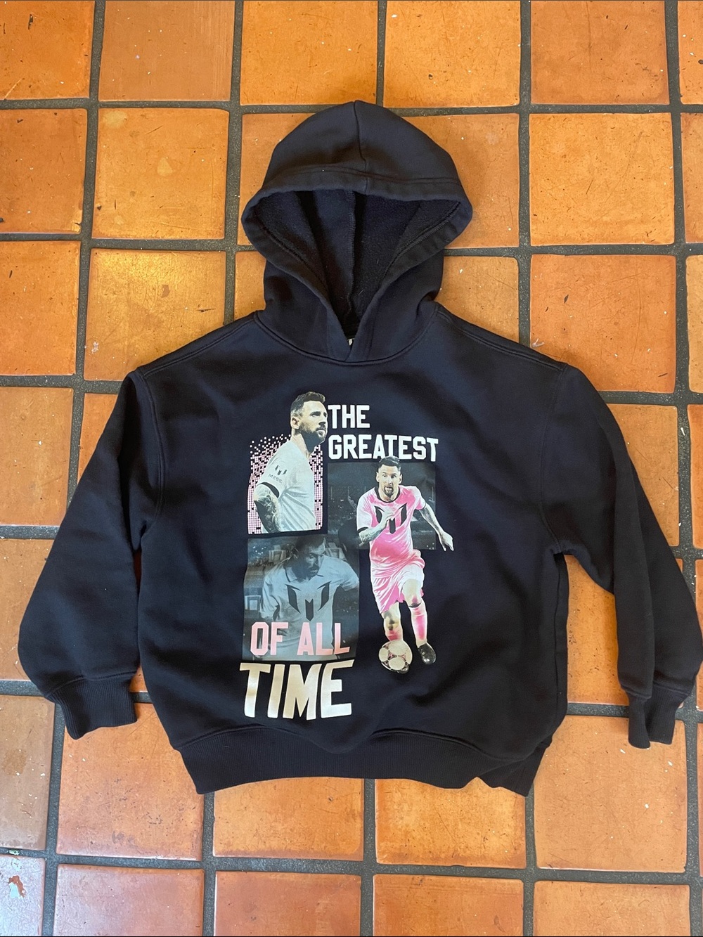 MESSI Black Graphic Hoodie "The Greatest of All Time" Lionel Messi soccer star